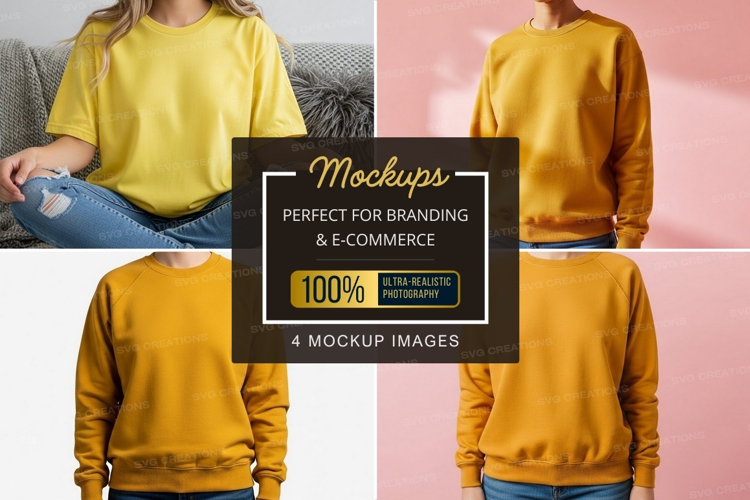 Mustard yellow t-shirt mockup