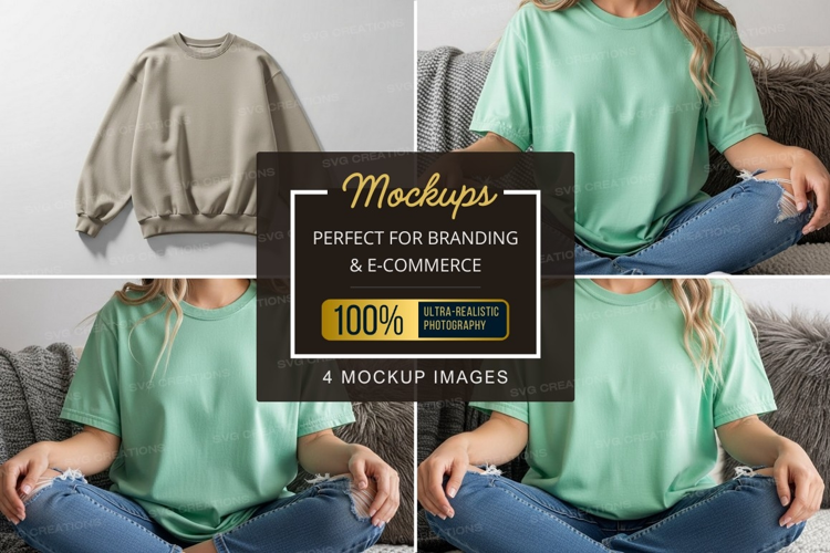 Casual green t-shirt mockup