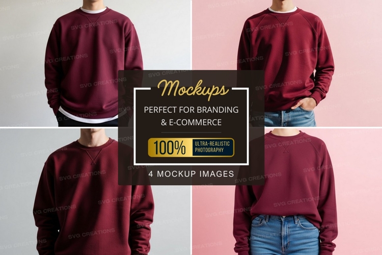Maroon sweatshirt mockup