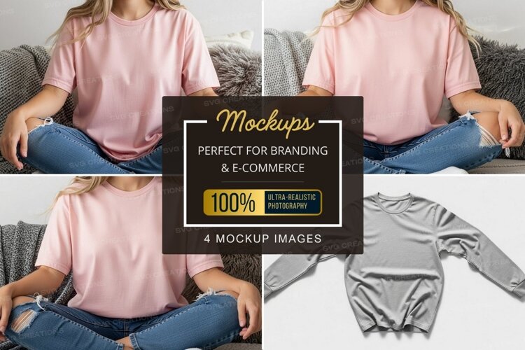 Casual pink t-shirt mockup example image 1