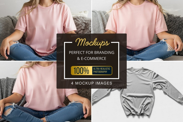 Casual pink t-shirt mockup