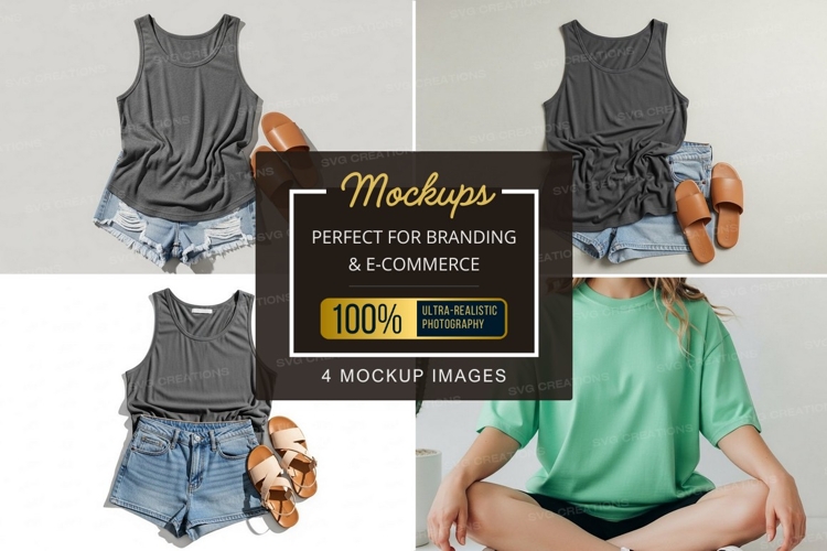 Casual summer outfits with t-shirt mockup