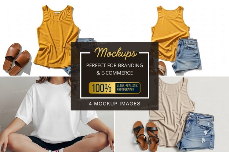Casual summer outfits with t-shirt mockup