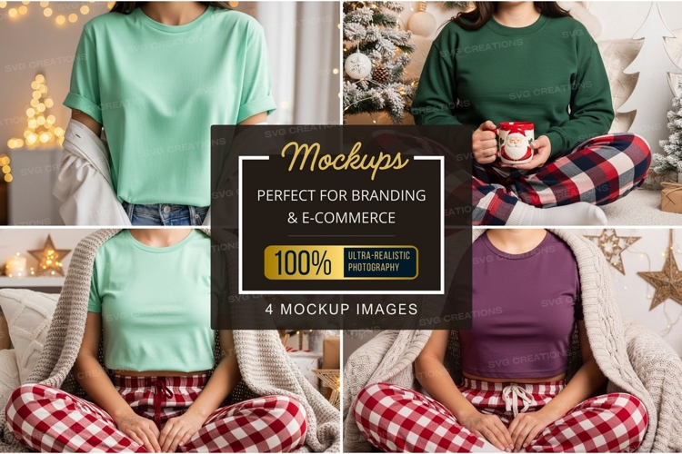 Cozy christmas t-shirt mockup