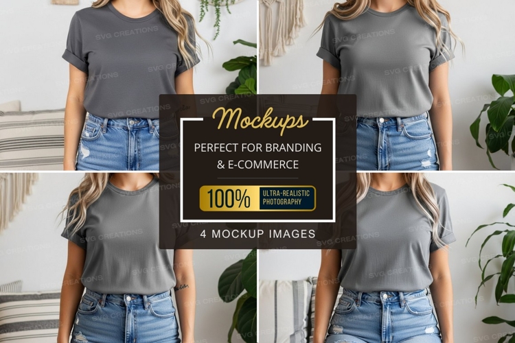 Casual gray t-shirt mockup