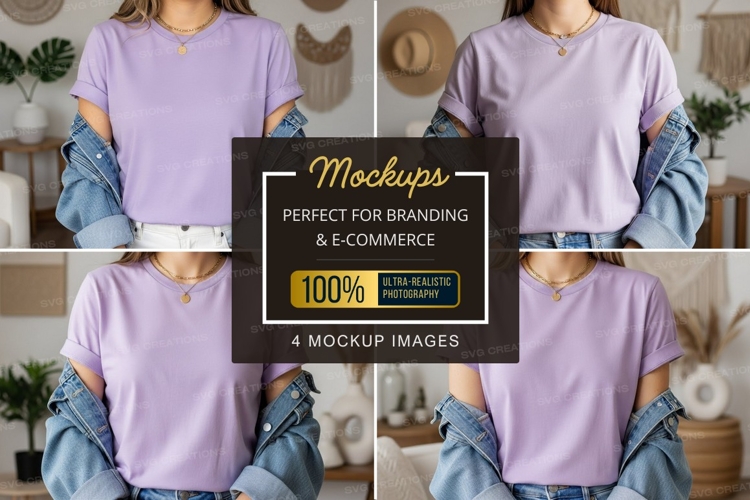 Casual purple t-shirt mockup