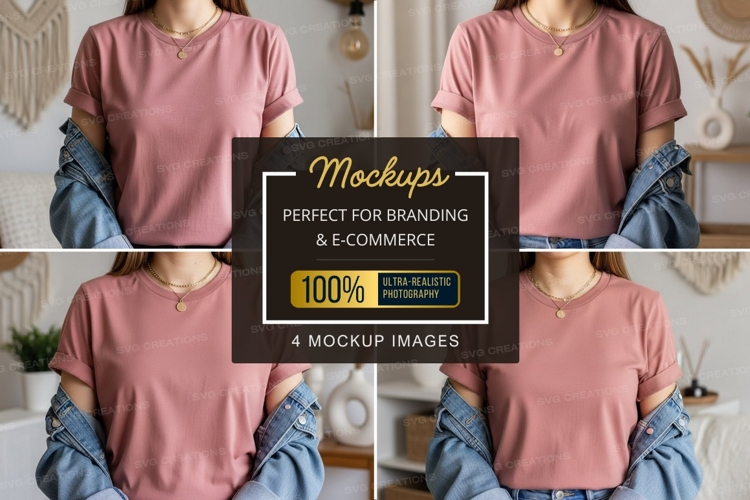 Casual pink t-shirt mockup
