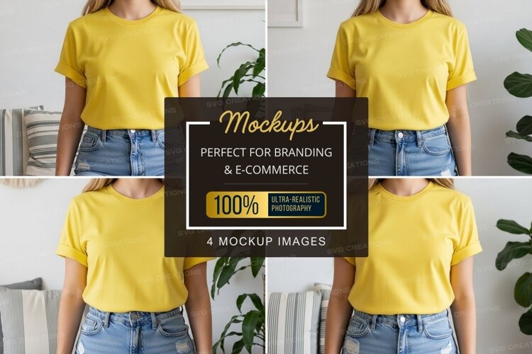 Yellow t-shirt mockup example image 1