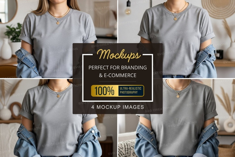 Casual grey t-shirt mockup