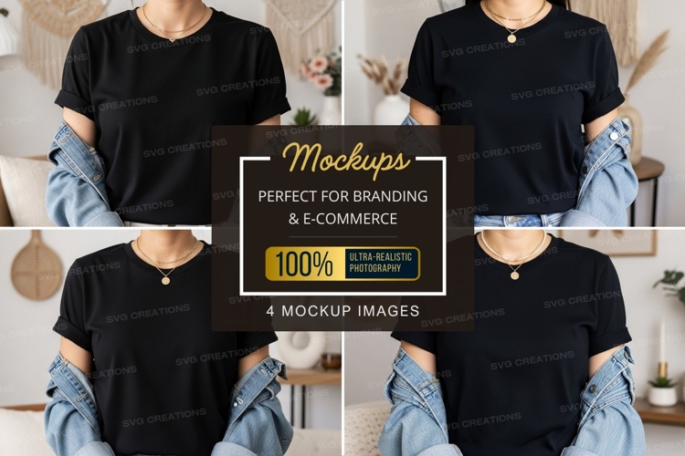 Black Tshirt Mockup Image 19