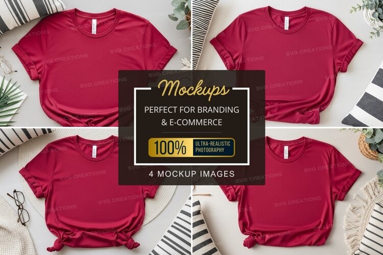 Collection of red t-shirt mockups example image 1