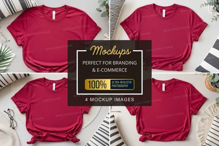 Collection of red t-shirt mockups
