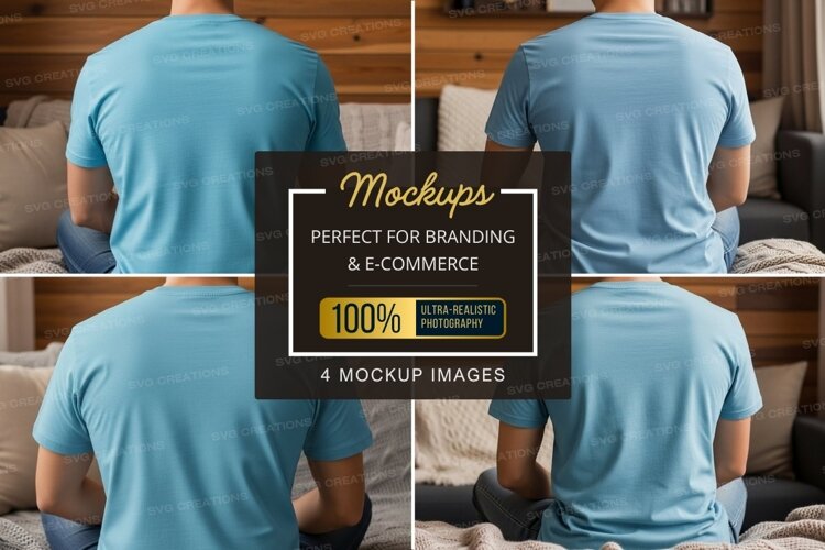 Four men wearing blue t-shirts example image 1