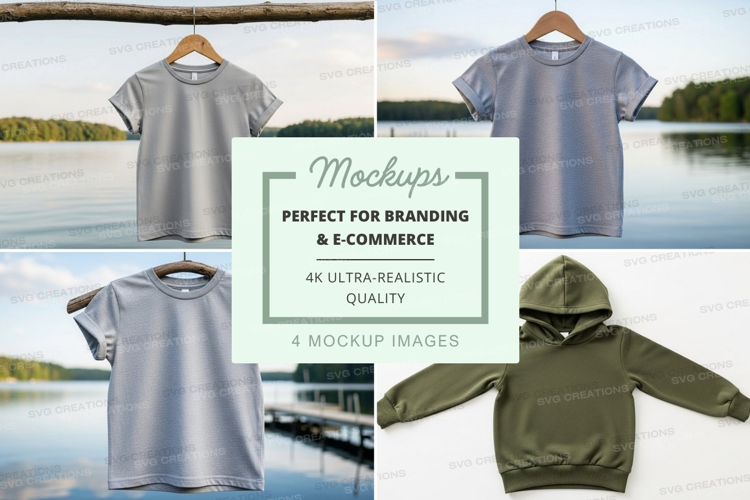 Mockup collection of casual t-shirts and hoodie