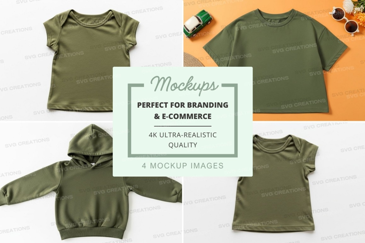 Mockup: green kids' clothing collection