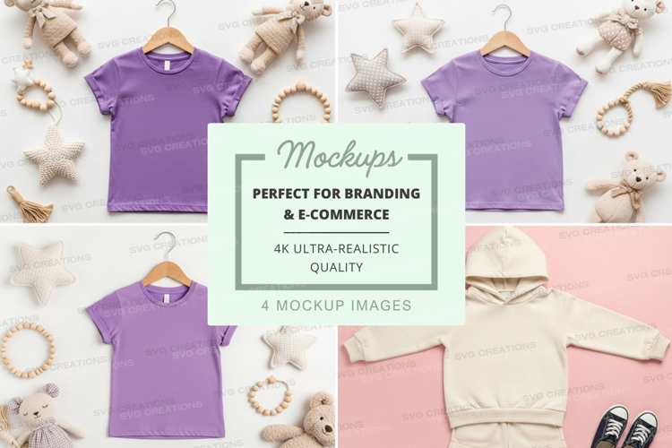 Mockup of children's clothing with toys