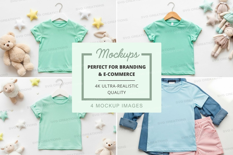 Mockup of children's clothing with toys