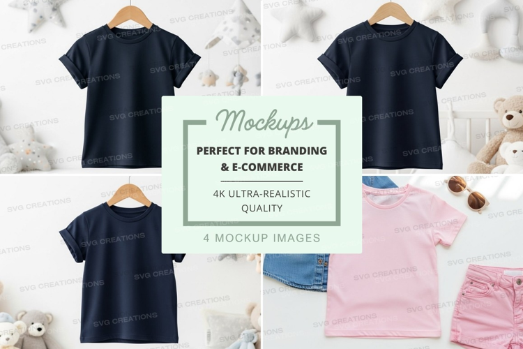 Mockup of kids' clothing items