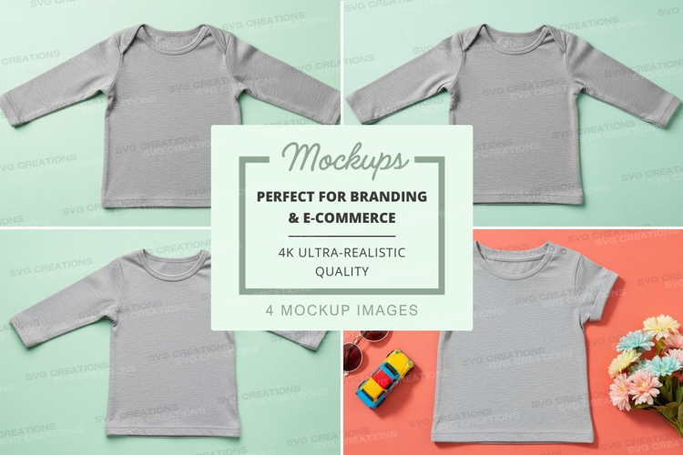 Mockup: grey long-sleeve t-shirt for kids
