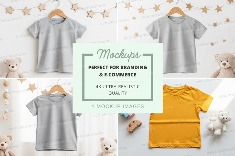 Mockup of children's clothing with toys