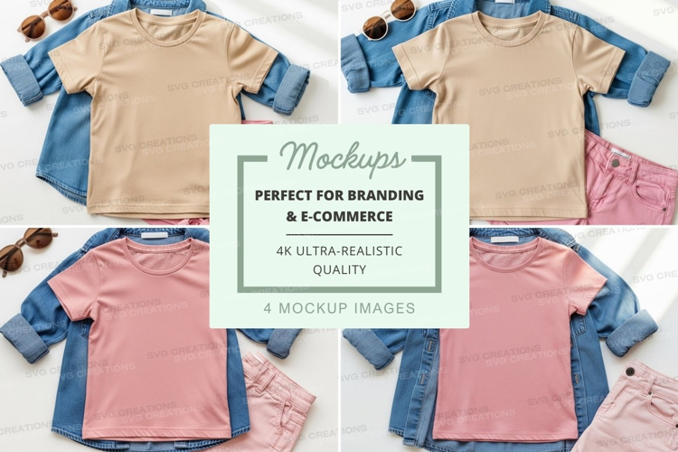Mockup: casual summer outfit with t-shirts and denim