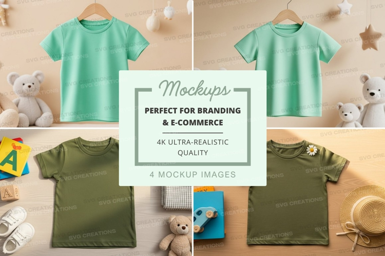 Mockup of children's t-shirts with toys