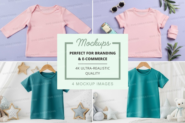 Mockup of baby clothing - long sleeve and short sleeve t-shi