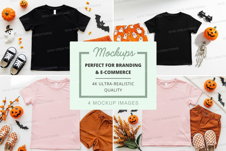 Mockup: halloween themed kids' outfits