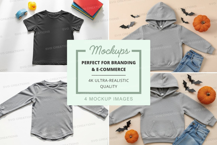Mockup: kids' halloween clothing collection