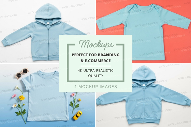 Mockup collection of baby clothing
