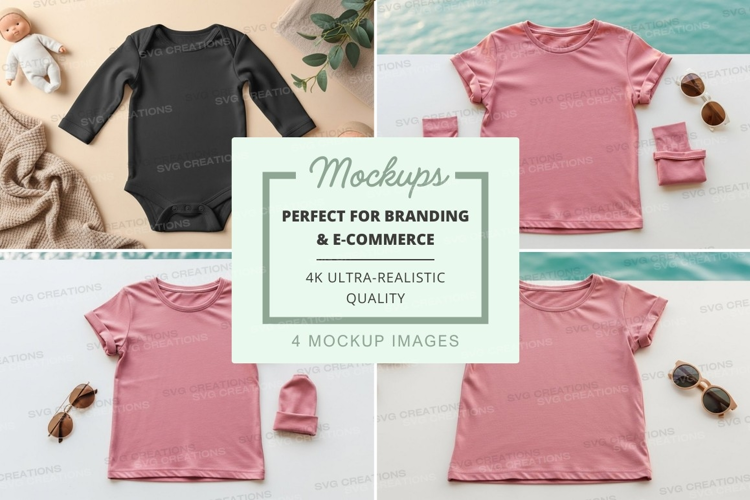 Mockup of baby and kids clothing