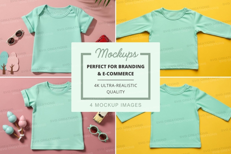 Mockup: pastel blue baby clothing collection