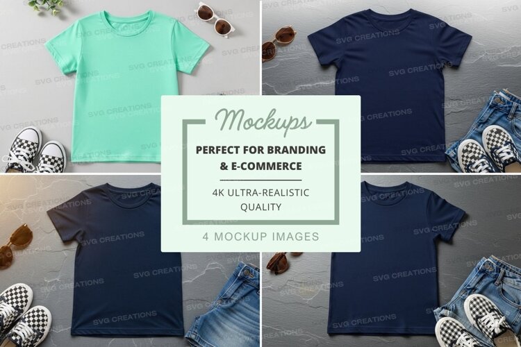 Mockup: kids' t-shirts and outfits example image 1