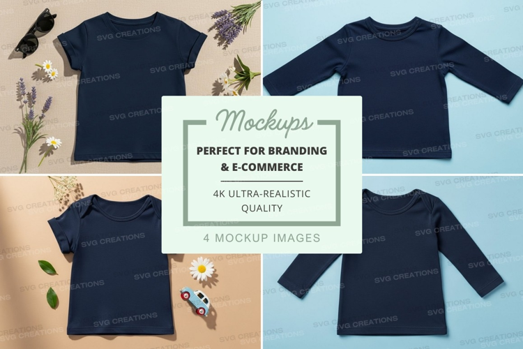 Mockup: collection of baby blue t-shirts