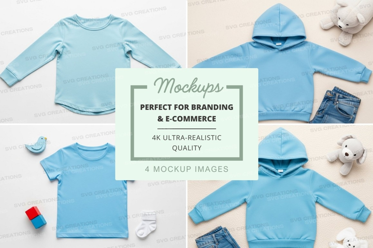 Mockup of baby clothing items