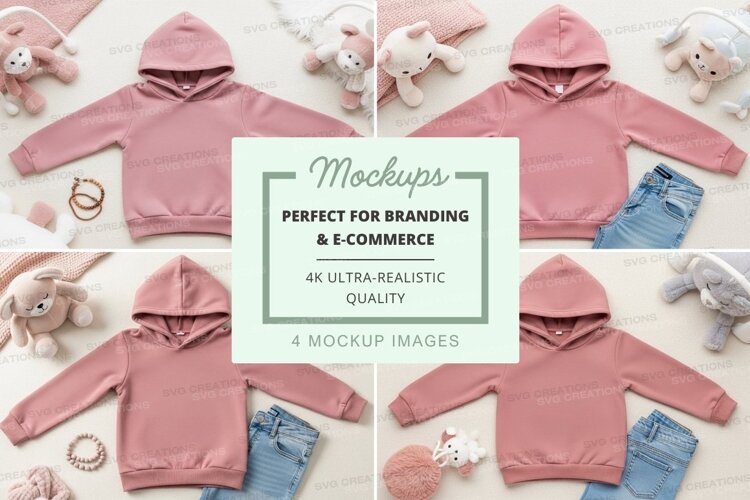 Mockup of pink hoodies with accessories example image 1