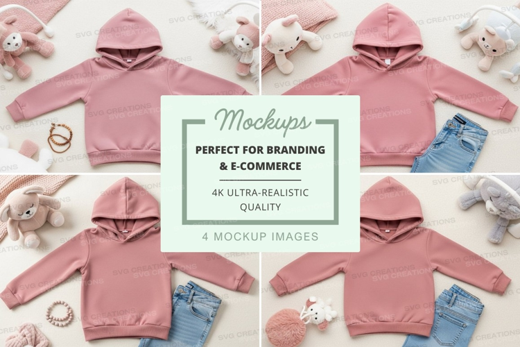 Mockup of pink hoodies with accessories