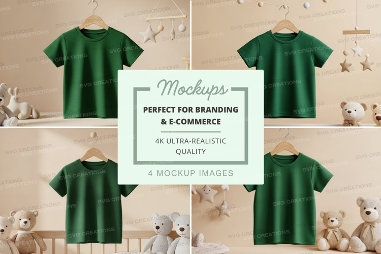 Mockup of green t-shirts for children