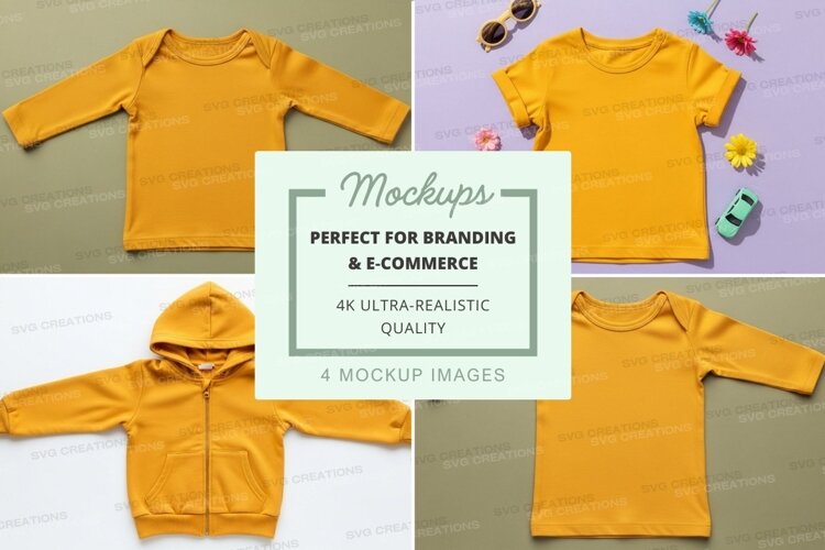 Mockup: yellow kids' clothing collection example image 1