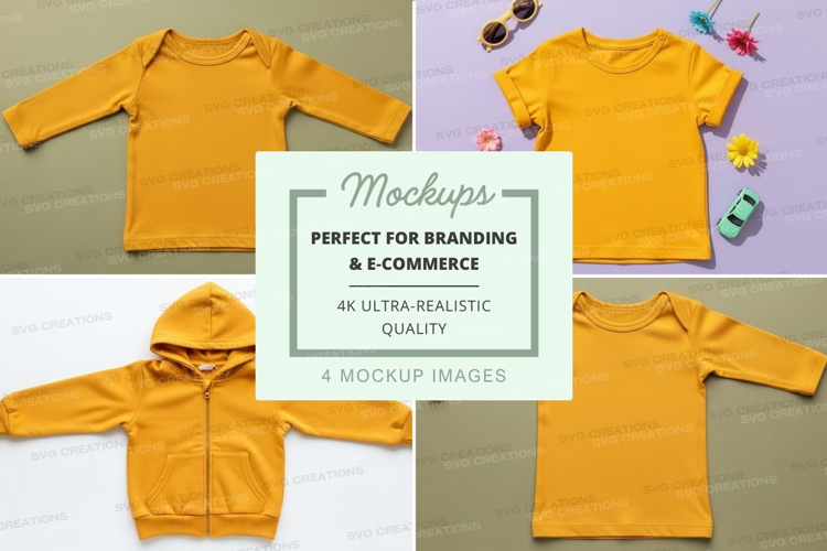 Mockup: yellow kids' clothing collection