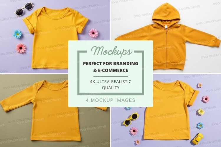 Mockup: collection of yellow baby clothes example image 1