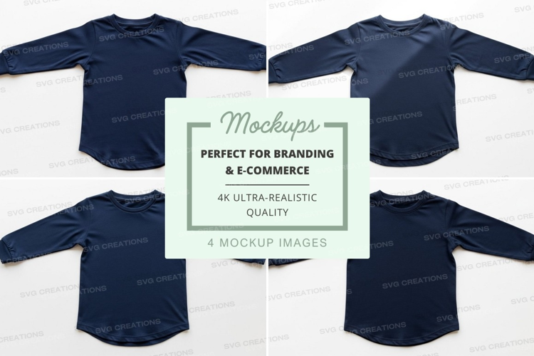 Mockup of navy blue long-sleeve t-shirt