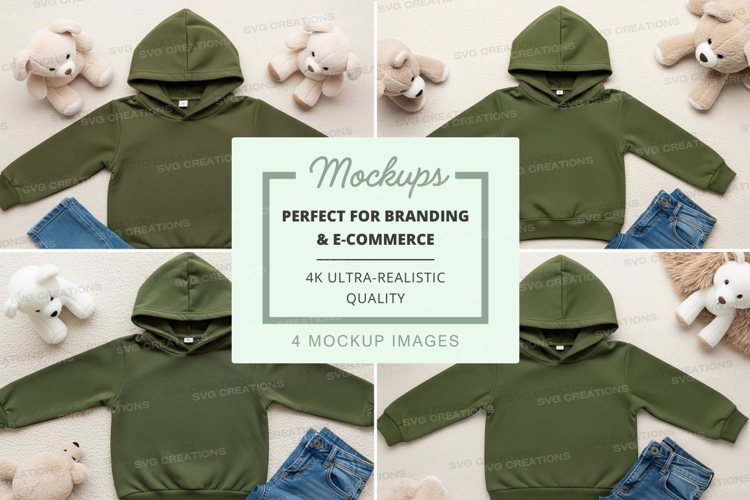 Mockup of children's clothing with stuffed animals