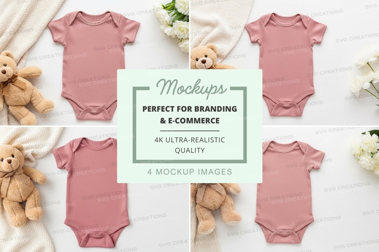 Mockup: baby onesies with teddy bears