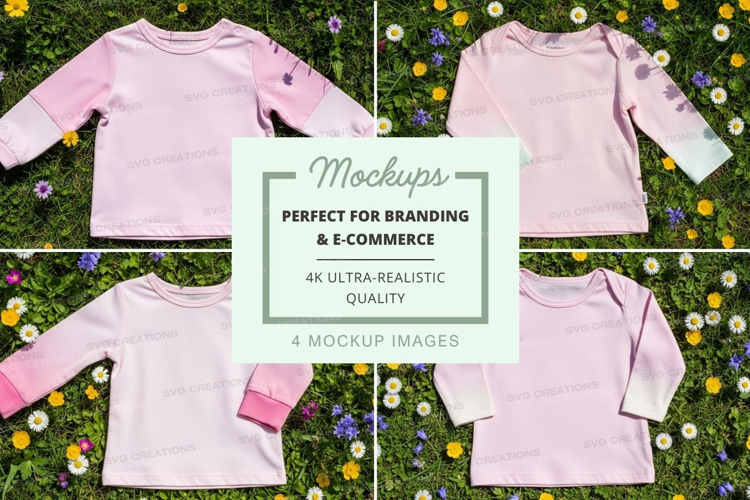 Mockup: baby pink long-sleeve t-shirts