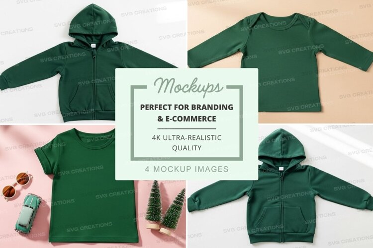 Mockup: green kids' clothing collection example image 1