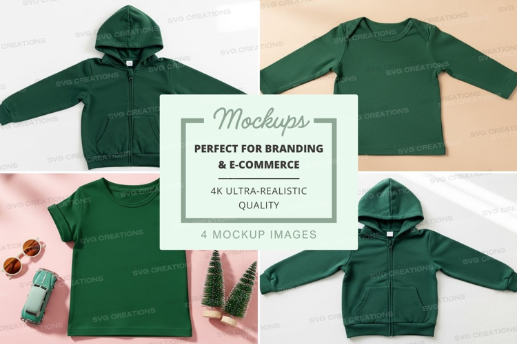 Mockup: green kids' clothing collection