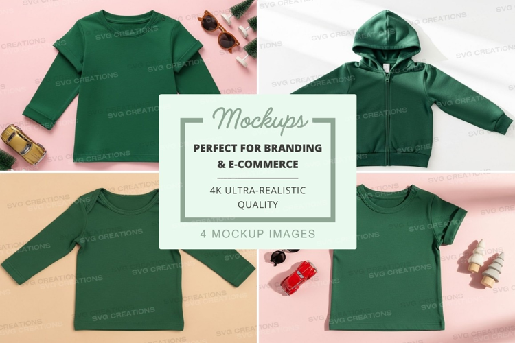 Mockup: green kids' clothing collection