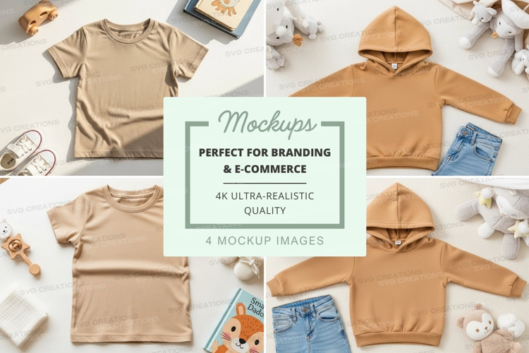 Mockup of children's clothing and toys