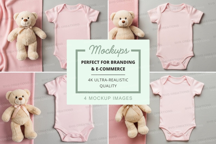 Mockup: baby onesies with teddy bears